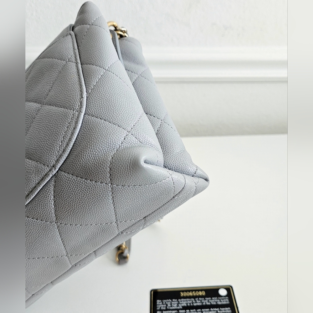 Chanel Gray Caviar Leather Top Handle Two-way Flap Bag - Picture 7 of 16
